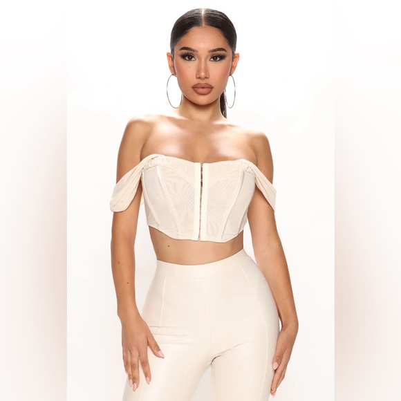 Fashion nova - Kathryn Off Shoulder Corset Top - Cream - Picture 2 of 5